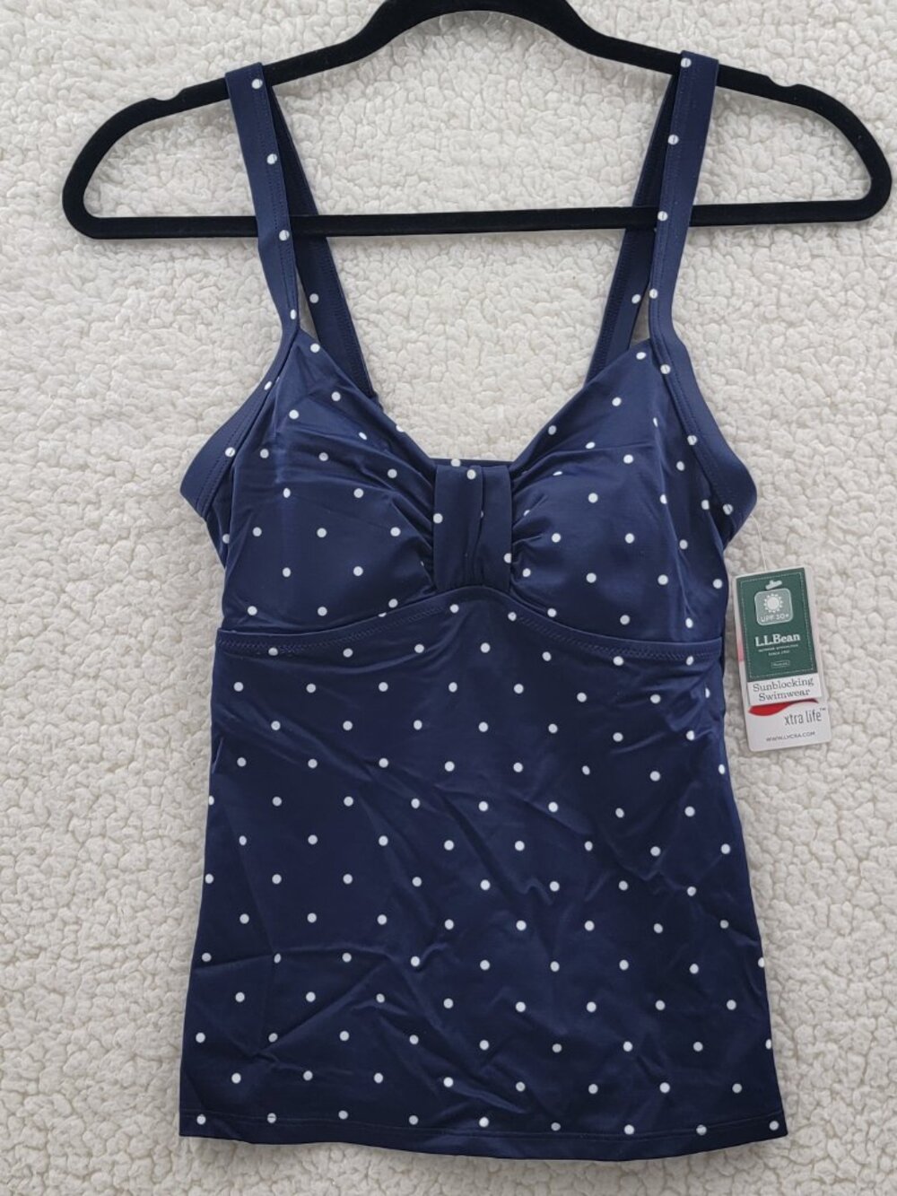 L.L.Beans Polka Dots Sunblocking Swimwear Blue Tank Size 4